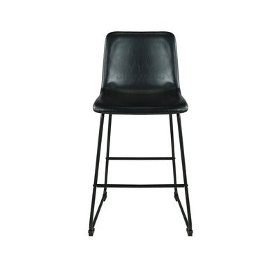 Alfred Black leather counter height stool