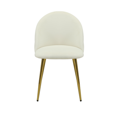 Beige velvet dining chairs with gold legs