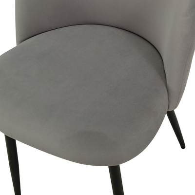 Charles Grey Velvet Dining Chairs with Black Legs