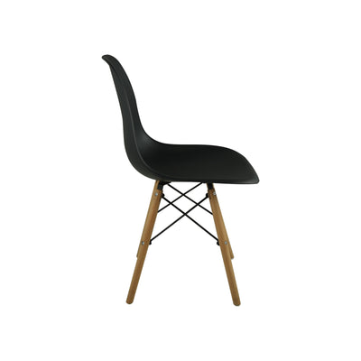 Eiffel Black Dining Chair with Wooden Legs