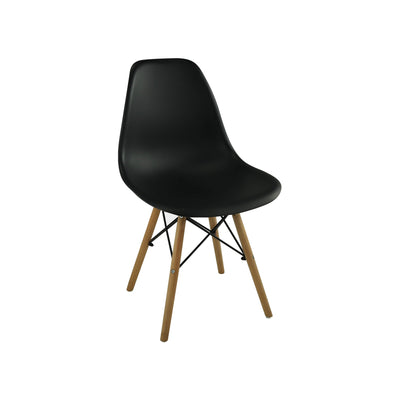 Eiffel Black Dining Chair with Wooden Legs