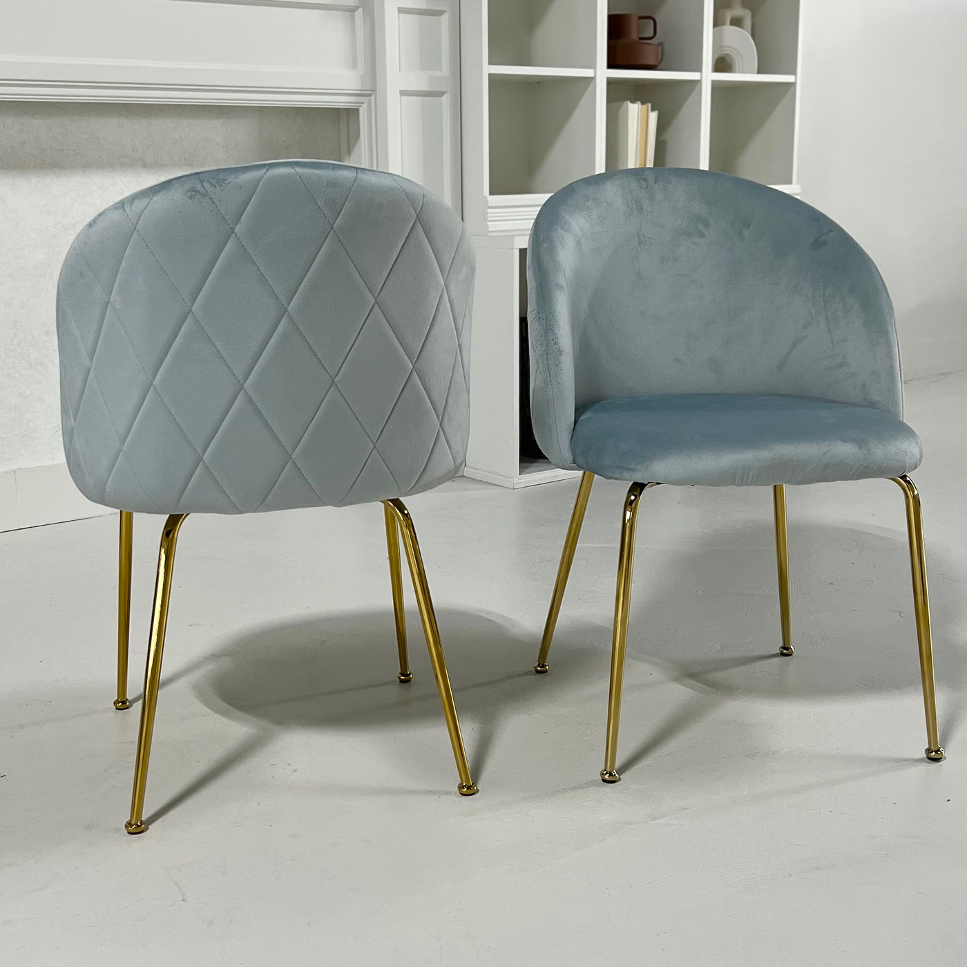 Agatha Grey velvet chair with gold legs