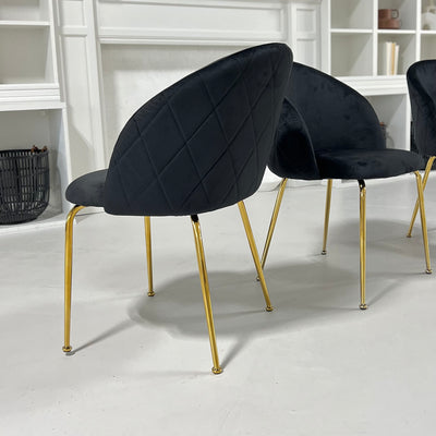 Agatha Black Velvet Chair With Gold Legs