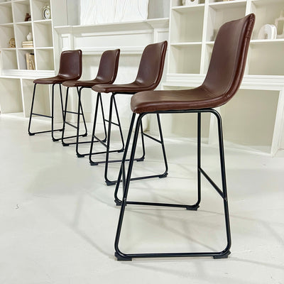 Alfred Brown Leather Counter Height Stools
