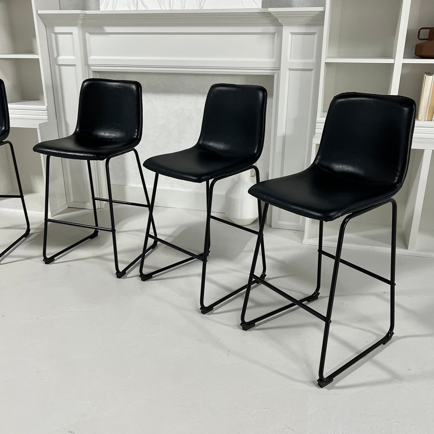 Alfred Black leather counter height stool