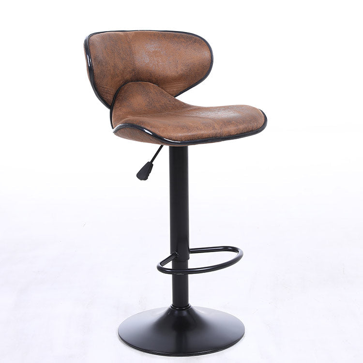 Brown Leather Bar Stools with Black Base